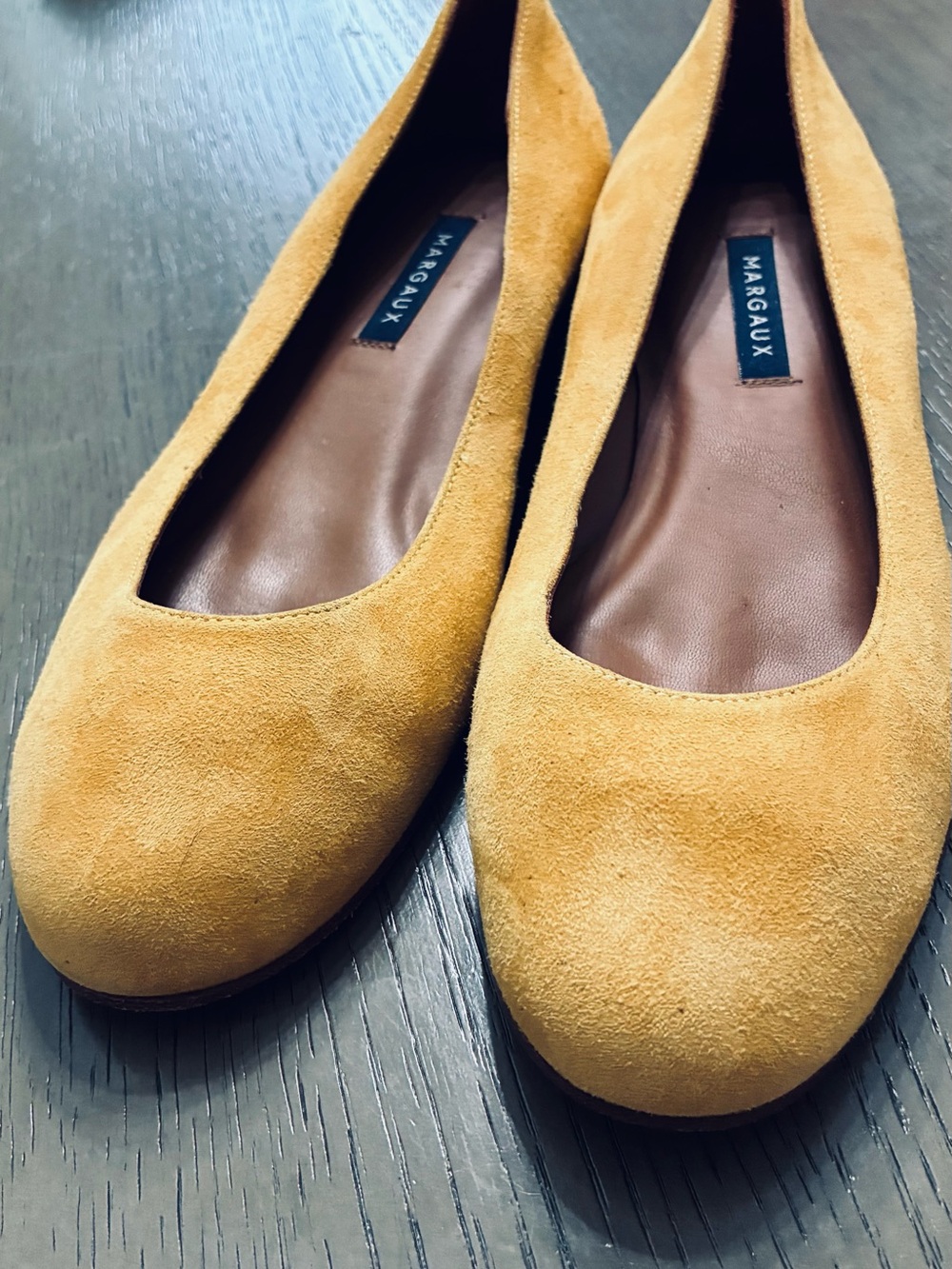Margaux Suede Ballet Flats in Mustard Yellow